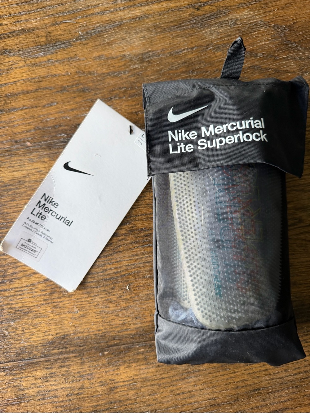 Nike Mercurial Lite Superlock Shin Guards - Black with White Logo